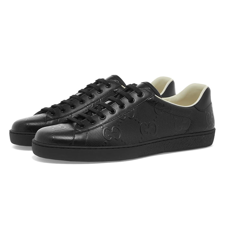 Giày Sneaker Gucci Perforated GG Embossed New Ace Leather Màu Đen Size 8.5 - Duy Hoang