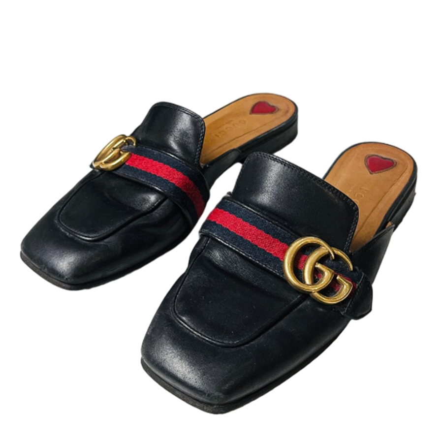 Giày Sục Nữ Gucci Slipper 03 Leather Double Màu Đen Size 37 - Duy Hoang