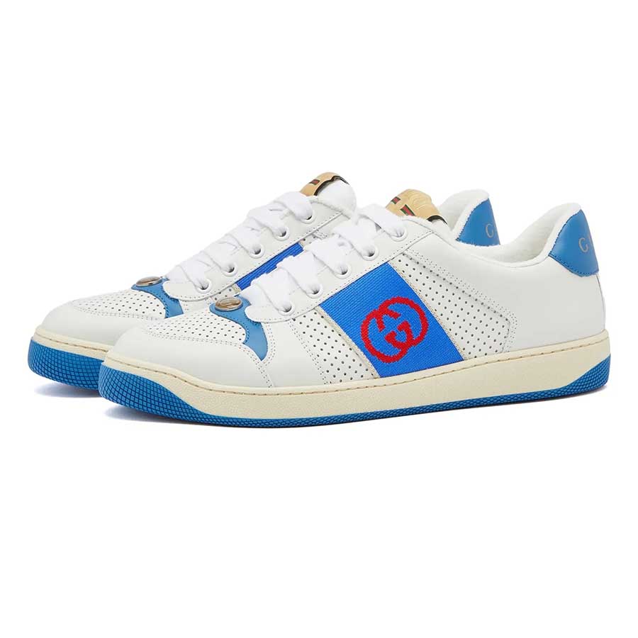 Giày Thể Thao Nam Gucci Screener Interlocking G White Blue Shoes 765054-AACV8-9055 Màu Trắng - Xanh Size 7.5 - Duy Hoang