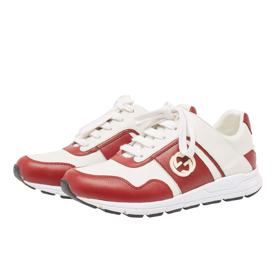 Giày Thể Thao Nữ Gucci Interlocking G Sneaker Màu Trắng/Đỏ Size 35.5 - Duy Hoang