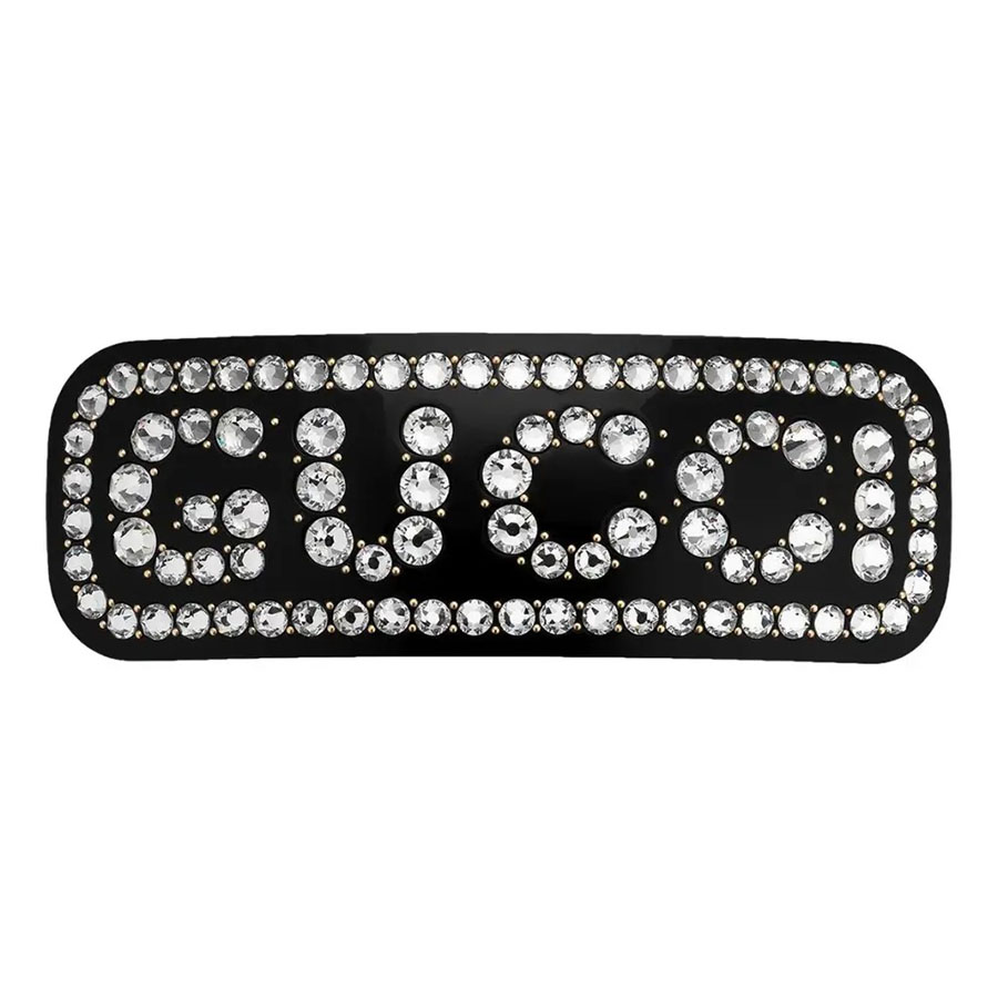 Kẹp Tóc Nữ Gucci Crystal Single Hair Barrette 590039 I4771 8519 Màu Đen - Duy Hoang
