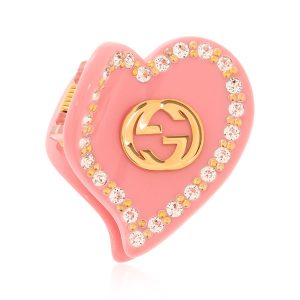 Kẹp Tóc Gucci Heart Interlocking G Mini Hair Clip 753884 Màu Hồng - Duy Hoang