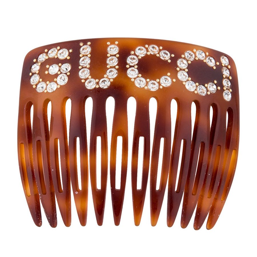 Kẹp Tóc Nữ Gucci Crystal Embellished Hair Comb Màu Nâu - Vàng - Duy Hoang