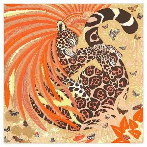 Khăn Hermès Carre Seidentuch Jaguar Quetzal Silk Seide Soie Phối Màu - Duy Hoang