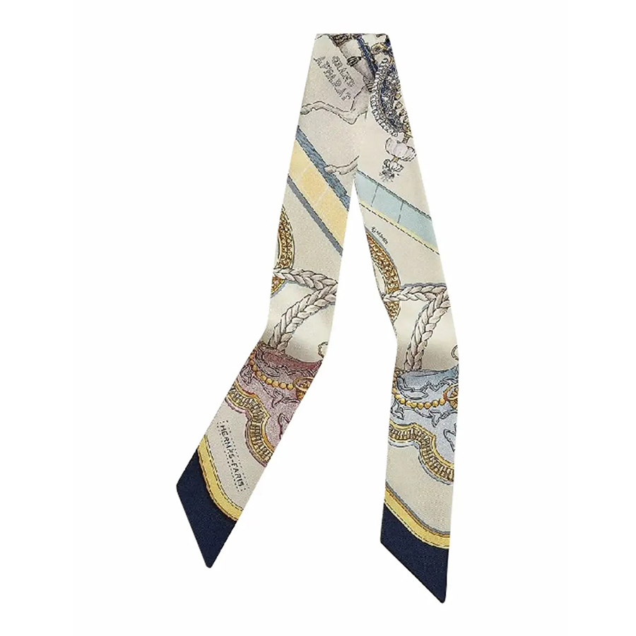 Khăn Lụa Nữ Hermès Beige Silk Scarf Màu Be Họa Tiết - Duy Hoang