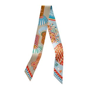 Khăn Nữ Hermès Epaulettes de Gala Twilly Bleu Ciel / Rouge / Jaune Phối Màu - Duy Hoang