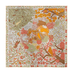 Khăn Nữ Hermès In Selene's Arms Scarf 90 Almond Green/Buttercup/White Phối Màu - Duy Hoang