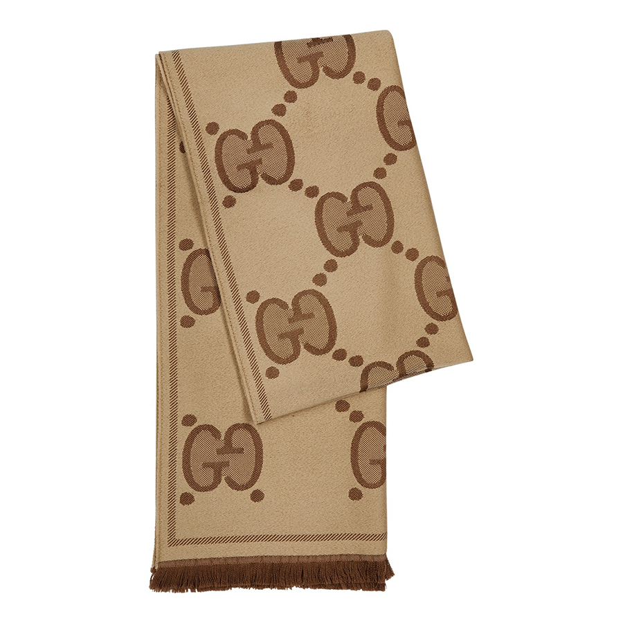 Khăn Quàng Cổ Gucci GG-Jacquard Wool Scarf Màu Be - Duy Hoang