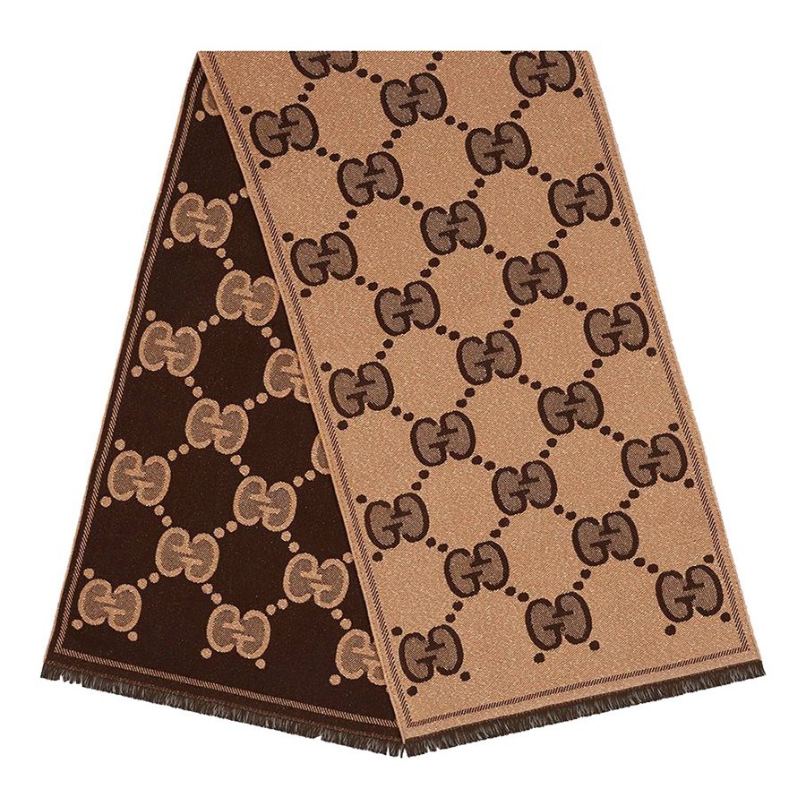 Khăn Quàng Cổ Gucci GG Supreme Jacquard Scrapf Màu Nâu Be - Duy Hoang