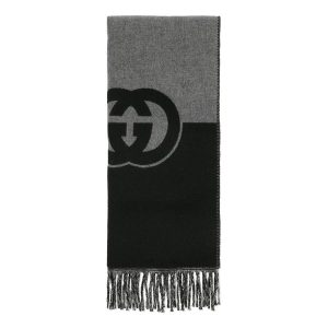 Khăn Quàng Cổ Gucci GG Wool Scarf Màu Xám Đen - Duy Hoang