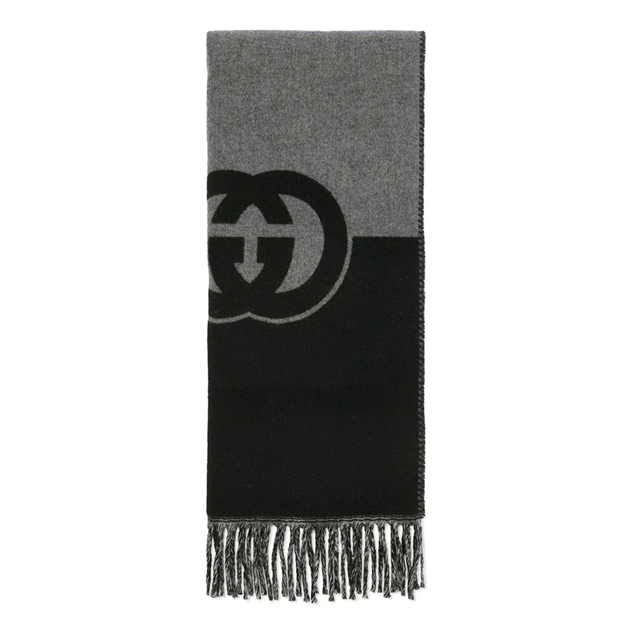 Khăn Quàng Cổ Gucci GG Wool Scarf Màu Xám Đen - Duy Hoang