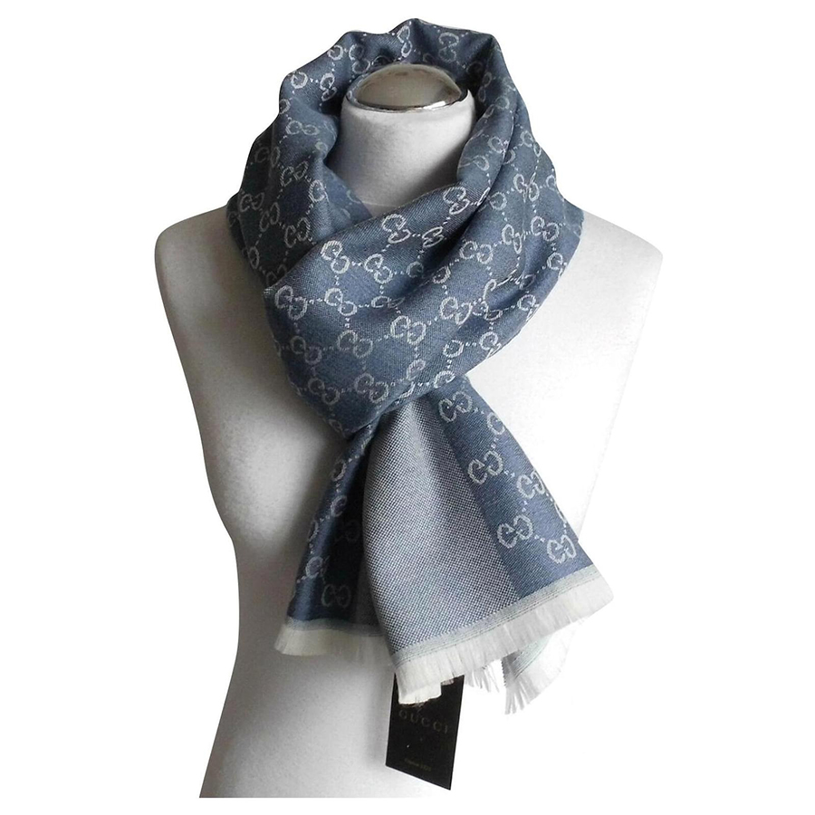 Khăn Quàng Cổ Gucci Luxury Scarf Wool Scarf Shawl Light Blue Màu Xanh - Duy Hoang