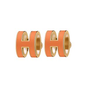 Khuyên Tai Hermès Mini Pop H Earrings Màu Cam - Duy Hoang