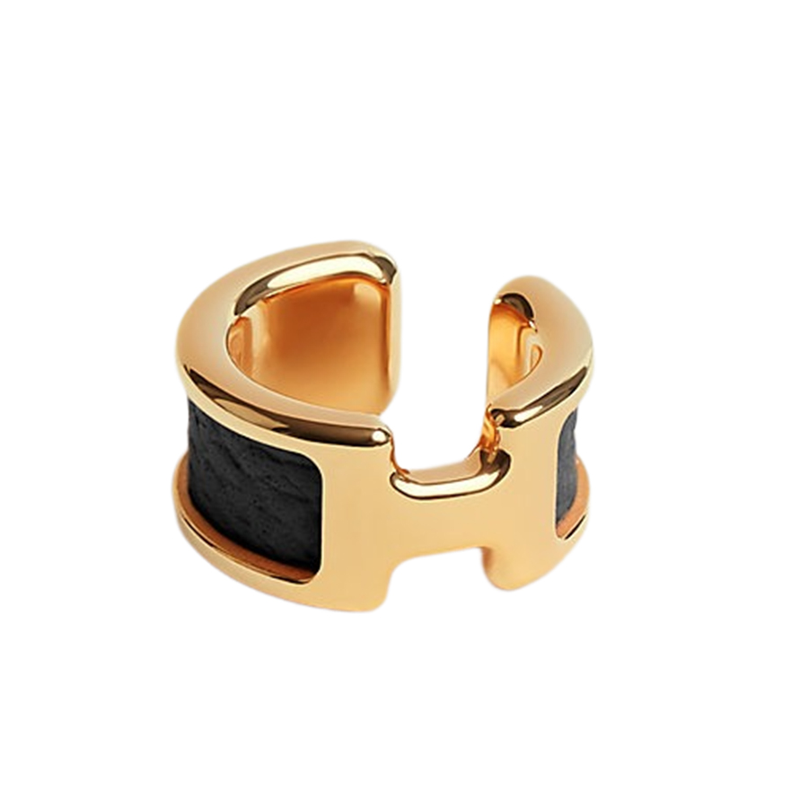 Khuyên Tai Nữ Hermès Olympe Ear Cuff, Small Model Noir Màu Vàng Gold - Đen - Duy Hoang