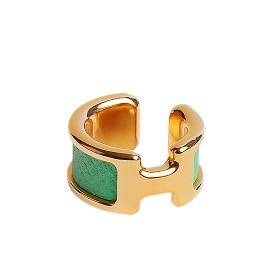 Khuyên Tai Nữ Hermès Olympe Ear Cuff, Small Model Vert Comics Màu Vàng Gold - Xanh - Duy Hoang