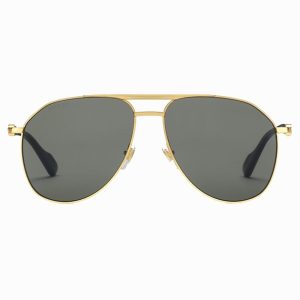 Kính Mát Nữ Gucci Aviator Frame Sunglasses GG1220S Màu Xám Vàng Size 59 - Duy Hoang
