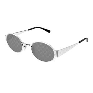 Kính Mát Unisex Gucci Oval Sunglasses GG1854S 002 Màu Bạc - Duy Hoang