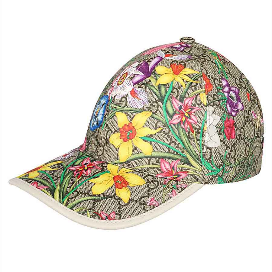 Mũ Nam Gucci 603986 4HI89 GG Flora Cap Beige Phối Màu Size M - Duy Hoang