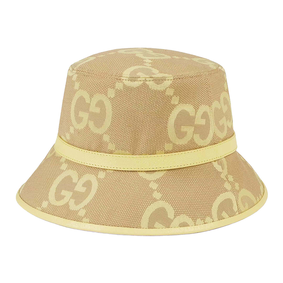 Mũ Gucci Bucket Jumbo GG Bucket Hat Màu Be Phối Vàng Size S - Duy Hoang