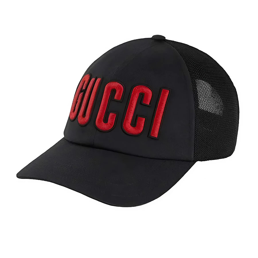 Mũ Gucci Embroidered Logo Cap Màu Đỏ - Đen Size S - Duy Hoang