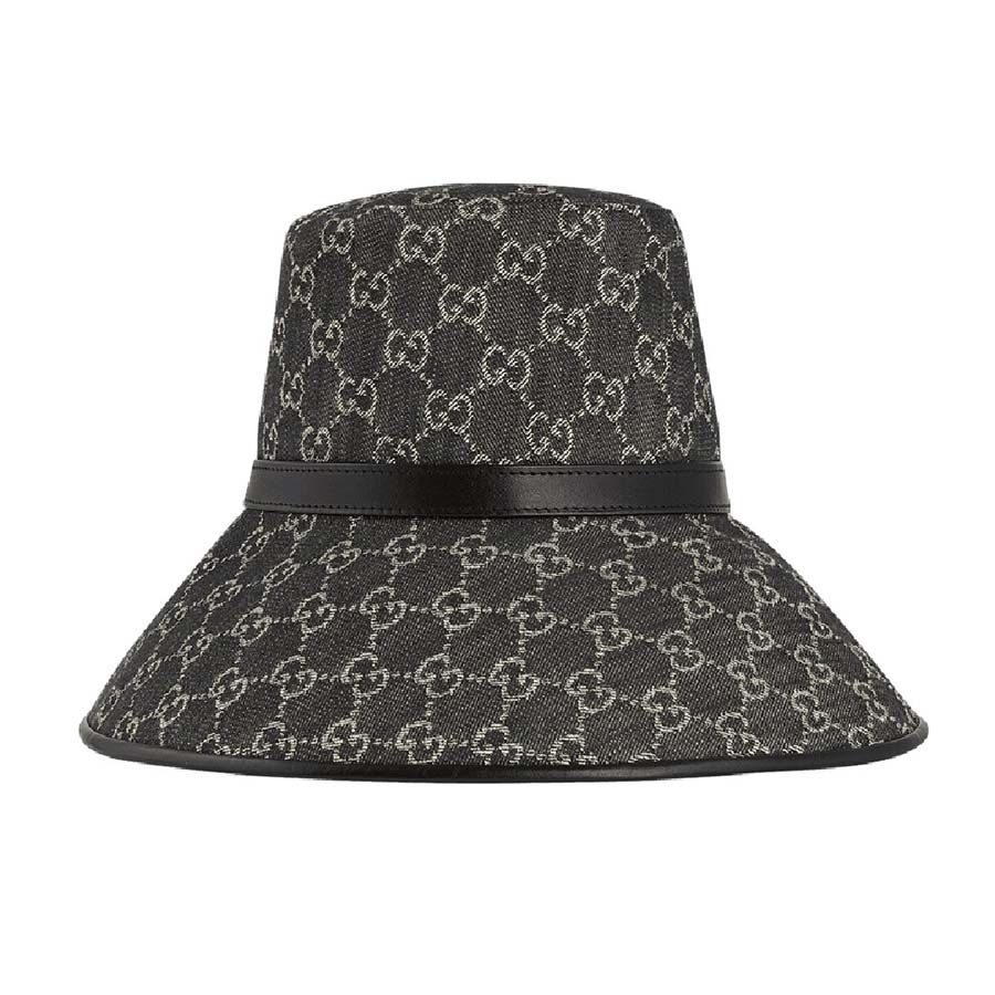 Mũ Nữ Gucci GG Denim Wide Brim Hat Màu Đen Size S - Duy Hoang