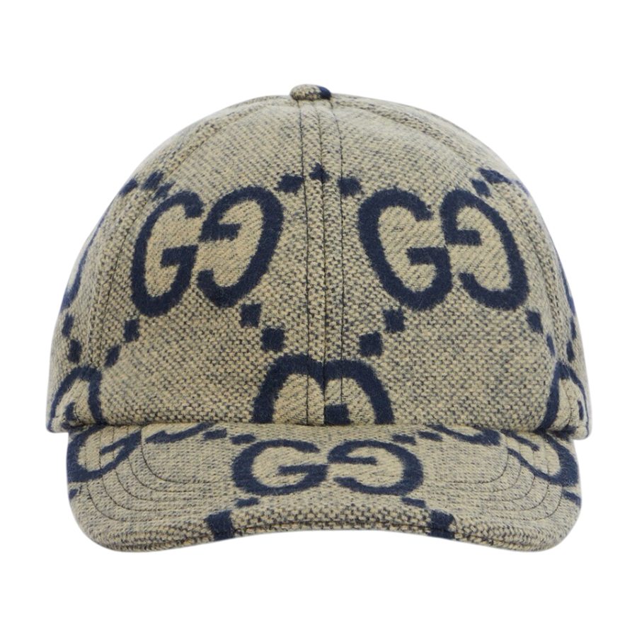 Mũ Gucci GG Jumbo Wool Baseball Cap Màu Be Họa Tiết Size S - Duy Hoang