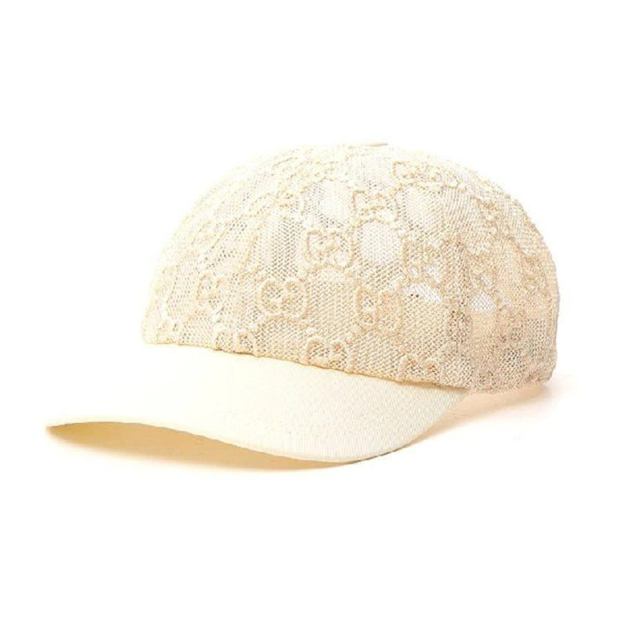 Mũ Nữ Gucci GG Embroidered Baseball Hat In White Màu Trắng Kem Size M - Duy Hoang
