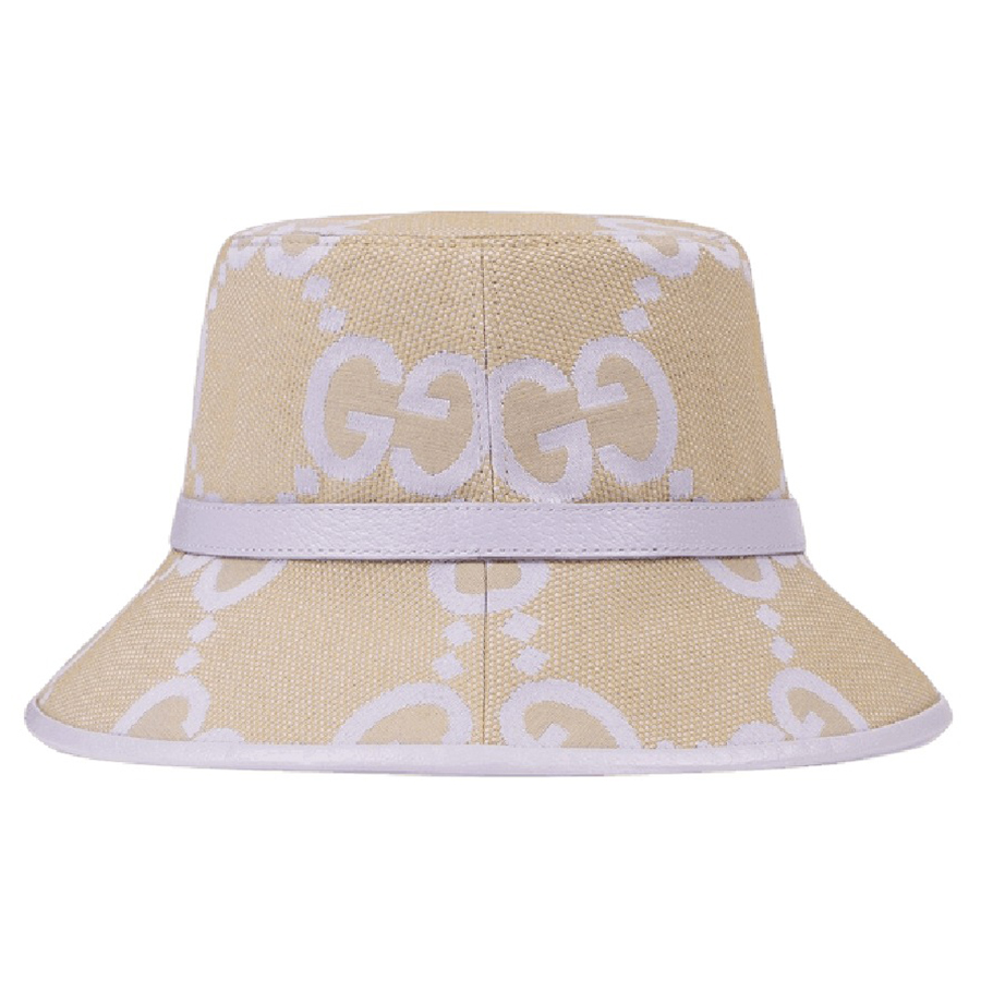 Mũ Nữ Gucci Jumbo GG Bucket Hat Beige Purple 730336-3HAPT-8871 Màu Be Size M - Duy Hoang
