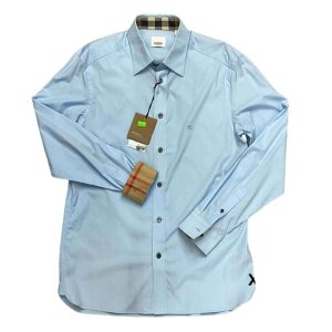 Áo Sơ Mi Nam Burberry Light Blue With Logo Embroidered Màu Xanh Nhạt Size XS - Duy Hoang