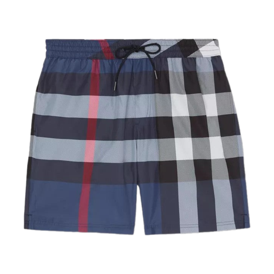 Quần Short Nam Burberry Exaggerated Check Drawcord Swim Shorts Màu Xanh Navy Size S - Duy Hoang