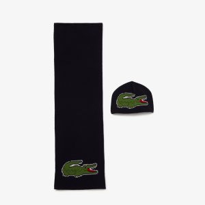 Bộ Mũ Và Khăn Len Lacoste Unisex Logo Cá Sấu Lớn - Duy Hoang