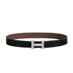 Thắt Lưng Nam Hermès H Guillochee Belt Buckle & Reversible Leather Strap 32mm Màu Đen Nâu Size 90 - Duy Hoang