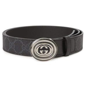Thắt Lưng Nam Gucci GG Buckle Black 699450-92TUX-1000 Bản 4cm Màu Đen Xám Size 85 - Duy Hoang