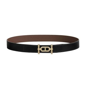 Thắt Lưng Nam Hermès Ancre Belt Buckle & Reversible Leather Strap 32mm Đen Nâu Đậm Size 85 - Duy Hoang