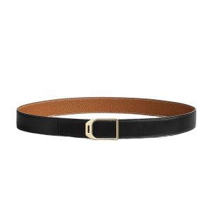 Thắt Lưng Nam Hermès Gockey Belt Buckle & Reversible Leather Strap 32mm Màu Đen Nâu Size 90 - Duy Hoang