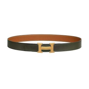 Thắt Lưng Nam Hermès H Guillochee Belt Buckle & Reversible Leather Strap 32mm Màu Xanh Nâu Size 85 - Duy Hoang