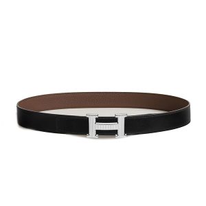 Thắt Lưng Nam Hermès H Striee Belt buckle & Reversible Leather Strap 32mm Màu Nâu Đen Size 85 - Duy Hoang