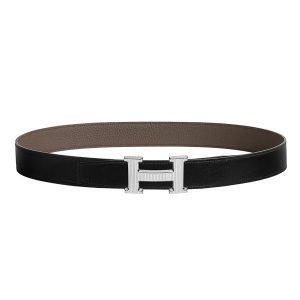 Thắt Lưng Nam Hermès H Striee Belt Buckle & Reversible Leather Strap 32mm Noir/Étain Màu Đen/Xám Size 95 - Duy Hoang