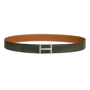Thắt Lưng Nam Hermès Hisseo Belt Buckle & Reversible Leather Strap 32mm Màu Xanh - Bạc Size 85 - Duy Hoang