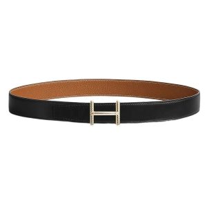 Thắt Lưng Nam Hermès Hisseo Belt Buckle & Reversible Leather Strap 32mm Màu Đen Nâu Size 80 - Duy Hoang