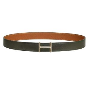 Thắt Lưng Nam Hermès Hisseo Belt Buckle & Reversible Leather Strap 32mm Màu Xanh - Vàng Size 85 - Duy Hoang