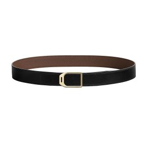 Thắt Lưng Nam Hermès Jockey Belt Buckle & Reversible Leather Strap 32 mm màu Đen Nâu Size 85 - Duy Hoang