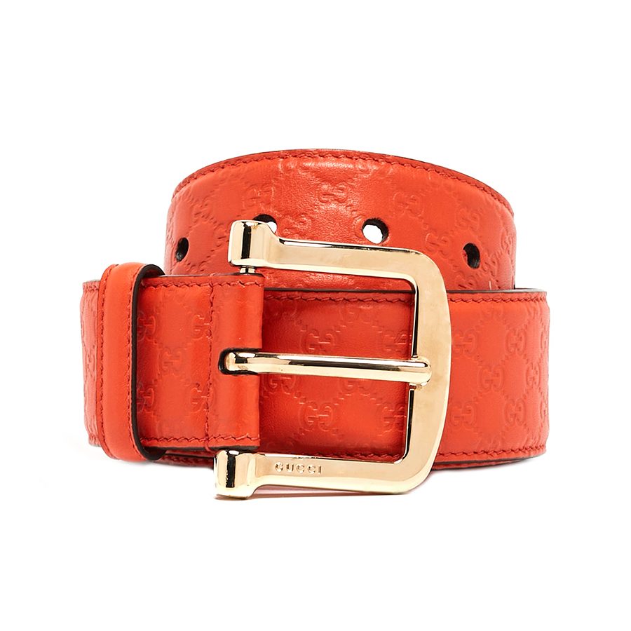 Thắt Lưng Nữ Gucci Orange Micro Guccissima Leather Interlocking GG Belt Màu Cam Size 80 - Duy Hoang