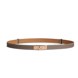 Thắt Lưng Nữ Hermès Kelly 18 Belt Étoupe H069853CD18 Màu Xám Nâu (Khóa Mạ Vàng Hồng) - Duy Hoang