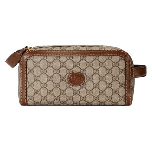 Túi Cầm Tay Gucci Toiletry Case With Interlocking GG 73011692TCG8563 Màu Be Nâu - Duy Hoang