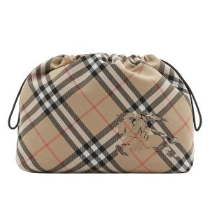 Túi Cầm Tay Nam Burberry Check Drawstring Pouch Màu Be - Duy Hoang