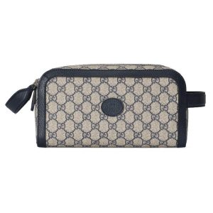 Túi Cầm Tay Nữ Gucci Women's Toiletry Case Interlocking Beige Blue Supreme 730116K9GSN4075 Màu Be Xanh - Duy Hoang