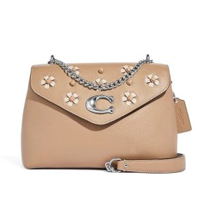 Túi Đeo Chéo Coach CA146 Tammie Shoulder Bag With Floral Whipstitch Taupe Multi Màu Nâu Be - Duy Hoang