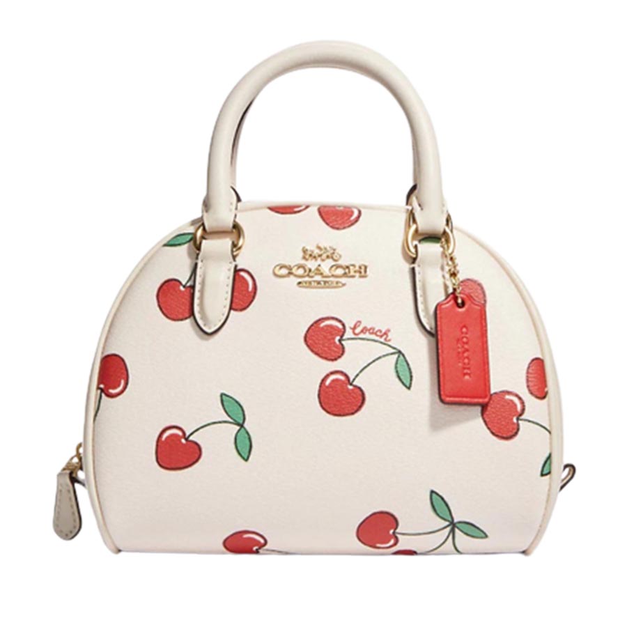 Túi Đeo Chéo Coach Sydney Satchel With Heart Cherry Print CF421 Màu Trắng Đỏ - Duy Hoang