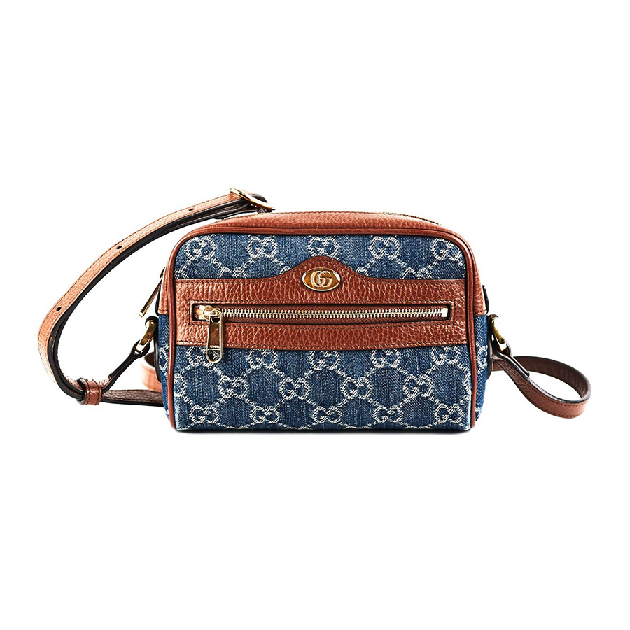 Túi Đeo Chéo Gucci Ophidia Denim Supreme Bag 517350-2KQGG-8375 Xanh - Nâu - Duy Hoang